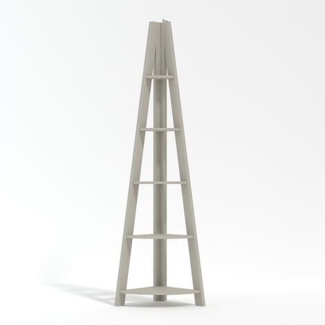 Tiva Corner Ladder Shelving - MDF - L38.6 x W38.6 x H175.4 cm - Grey