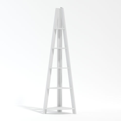 Tiva Corner Ladder Shelving - MDF - L38.6 x W38.6 x H175.4 cm - White