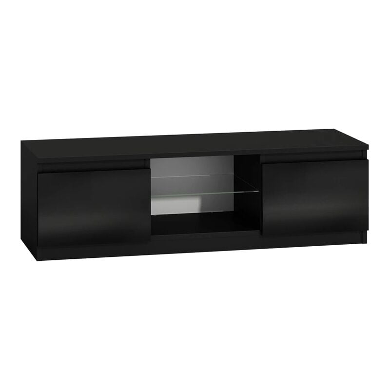 tivoli - meuble tv style moderne - 120x40x36cm - 2 niches + 2 portes - rangement matériel télé/audio - noir