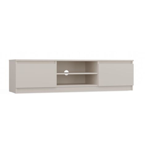 TOPESHOP TIVOLI - Meuble TV style moderne beige - 140x40x36cm - 2 niches + 2 portes - Rangement matériel télé/audio