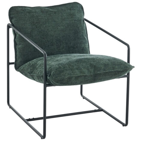 Tivoli Occasional Chair - L90 x W65 x H84 cm - Black Metal/Green Fabric