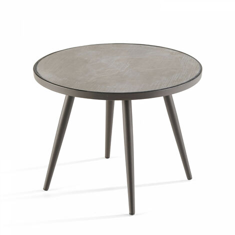 Tivoli - Table basse ronde avec plateau effet béton - Gris