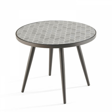 Tivoli - Table basse ronde motif en céramique - Gris
