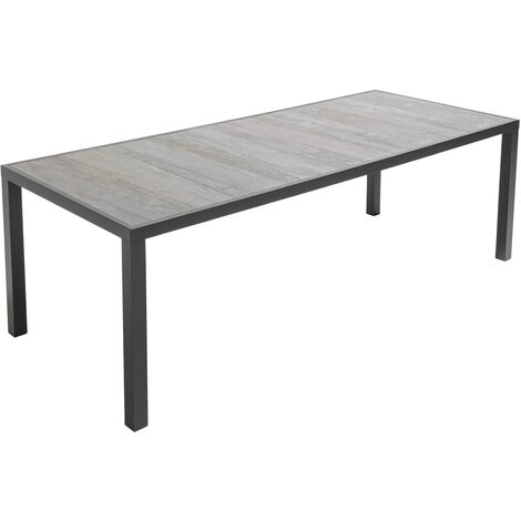 Tivoli - Table de jardin en aluminium et céramique 10 places effet béton ciré - Gris
