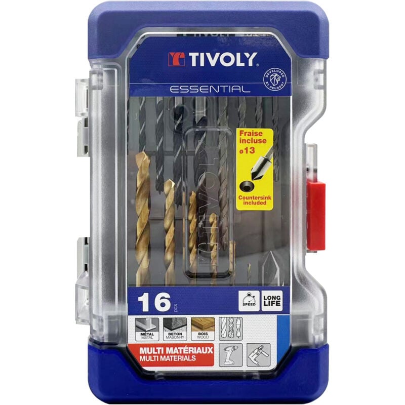 Tivoly - Coffret ranger 16 pièces -Spécial Perçage Métaux / Béton / Bois
