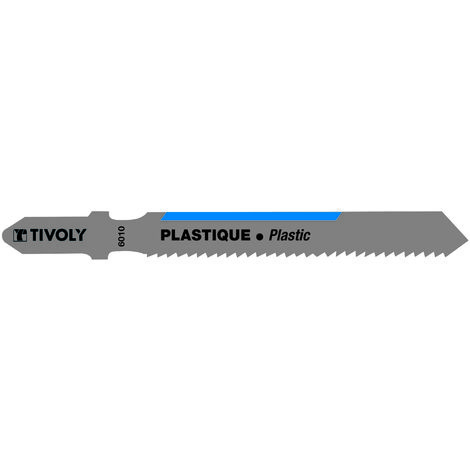 Tivoly • 2 Stichsägeblätter • Ausgezeichnetes Finish • Lange Lebensdauer • Gerader Schnitt • T-Typ-Aufsatz • Zum Schneiden von Kunststoff • Zum Schneiden von Plexiglas