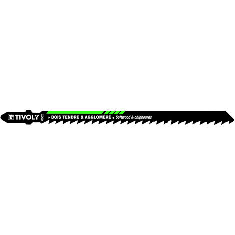 Tivoly • 2 Stichsägeblätter • Gerader Schnitt • Schneller Schnitt • T-Typ-Aufsatz • Für Spanplattenholz