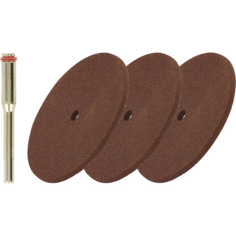 Tivoly •  3 Mini-Disques Résinoïde Ø32 mm + Pilote •  Tige Ø3mm • Adapté à un usage sur mini perceuse type Dremel