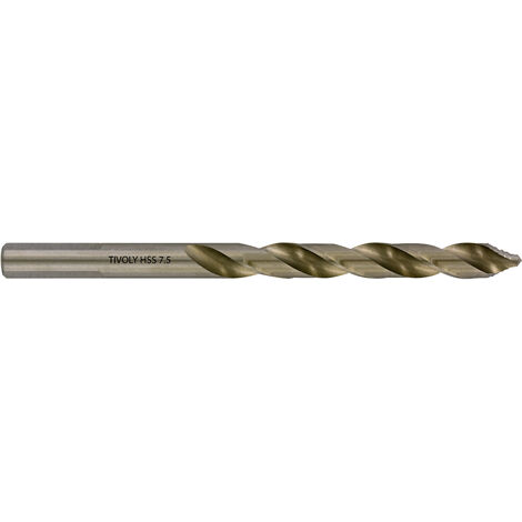 Tivoly • 5 Forets métaux TSP Ø: 7.5 / L: 109 / HSS taillé meulé -DIN338 -h8 -Affûtage Smart Point (Boite brochable)