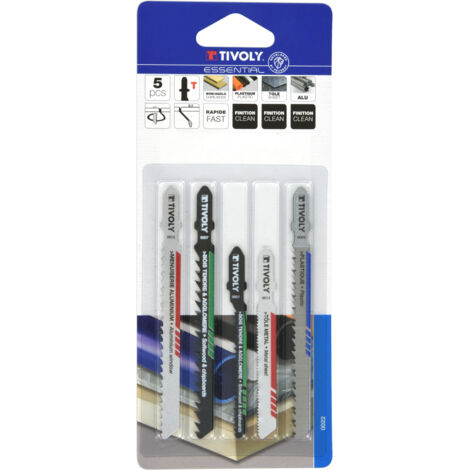 Tivoly • Blister 5 pcs 5 lames de scie sauteuse mixte attache T