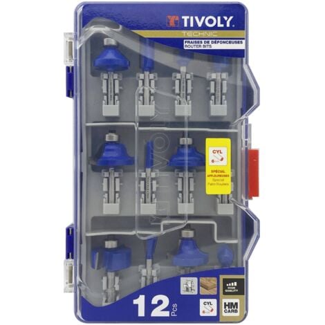 Tivoly • Caja de 12 fresas de formas variadas, vástago de 6 mm