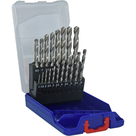 Tivoly • Caja de 19 brocas para metal HSS rectificadas con punta en cruz Ø 1 a 10 mm por 1/2