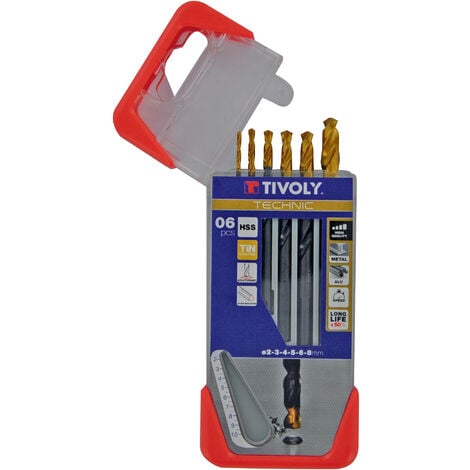 Tivoly • Coffret de 6 Forets Métaux Technic HSS Steam Tin contenant ø 2-3-4-5-6-8 mm