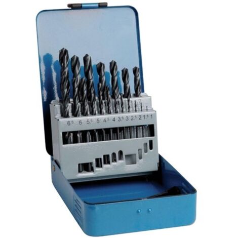 Tivoly – Coffret de forets HSS 19 pièces – Diamètres de 1 à 10 mm – Queue cylindrique courte – Affûtage conventionnel