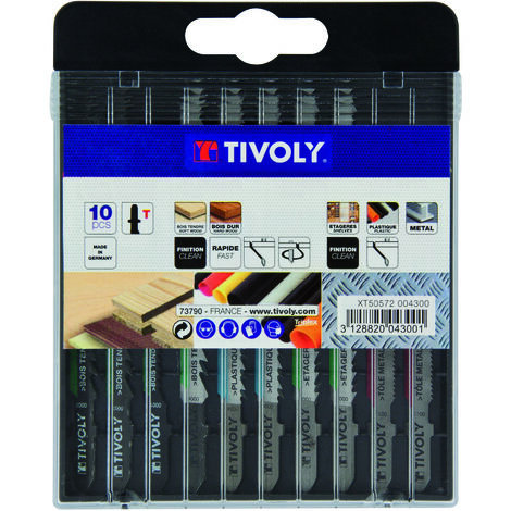 Tivoly • Confezione da 10 lame per seghetto alternativo per legno, melamina, plastica e metalli non ferrosi - Allegato T 