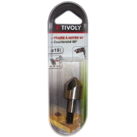 TIVOLY - Fraise conique carbone p/bois d19mm tig.6.35mm