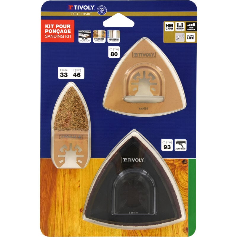 Tivoly - Kit 3 pièces de lames Oscillantes pour Multi Tool pour ponçage