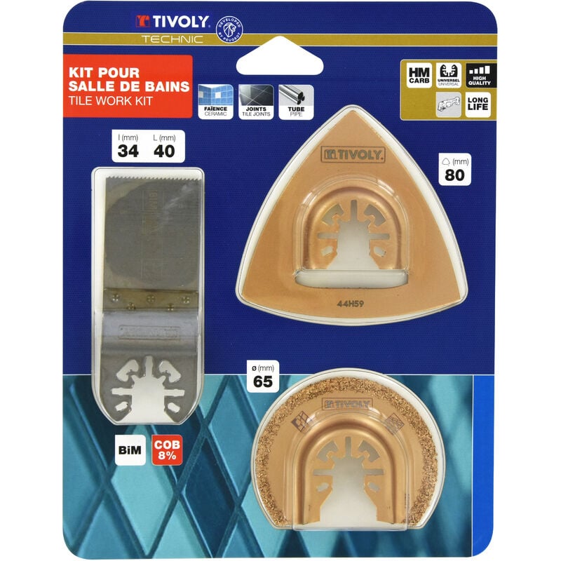 Tivoly - Kit 3 pièces de lames Oscillantes pour Multi Tool pour salle de bains