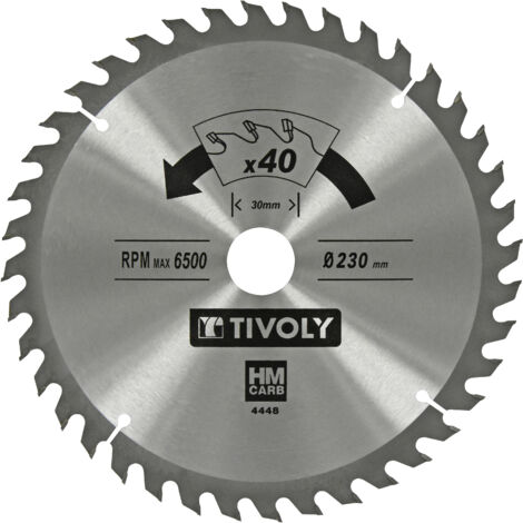 Tivoly • Kreissägeblatt • Ø230 mm • 40 Hartmetallzähne • Hervorragende Oberfläche • Zum Schneiden von Hartholz • Zum Schneiden von Laminatholz