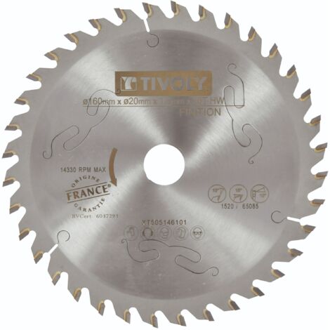 Tivoly • Lama per sega circolare • Ø160mm • 36 denti in metallo duro • Ottima finitura • Per sega portatile • Per taglio legno