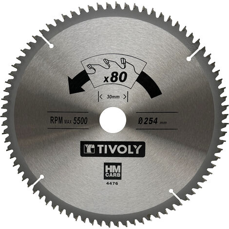 Tivoly – Lame de scie circulaire Ø254mm – 80 dents carbure – Pour bois dur et stratifié – Coupe nette sans éclat
