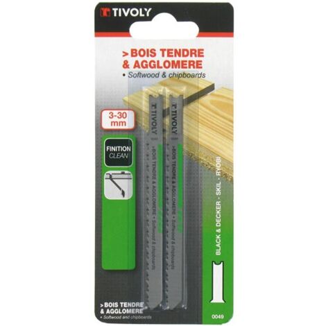 Tivoly – Lame de scie sauteuse 100 mm – Acier au chrome vanadium pour bois tendre et aggloméré – Jeu de 2 lames pour coupe précise