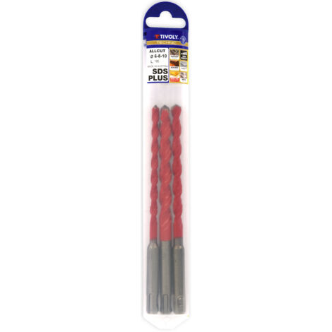 Tivoly •  Lot de 3 Forets ALLCUT Ø 6-8-10 -L160mm -Plaquette affûtage  spécial -SDS+ 