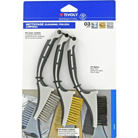 Tivoly • Set 3 pezzi: mini spazzole manuali con manico in plastica