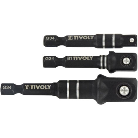 Tivoly • Set di 3 adattatori HEXA 6.35MM IMPACT per prese quadrate femmina 1/2" 3/8" 1/4"