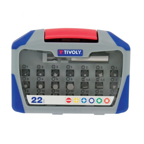 Tivoly • Set di punte per cacciavite standard 22 pezzi • 21 punte per cacciavite + 1 portapunte magnetico • Attacco esagonale Ø6,35 mm
