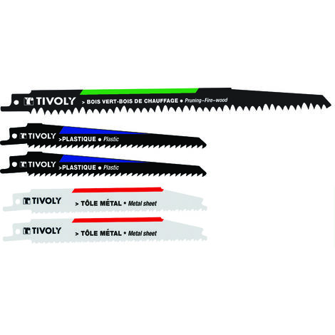 Tivoly • Set mit 5 Säbelsägeblättern für Metall, Kunststoff und Baumschnitt 