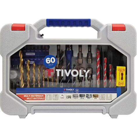Tivoly • Valigetta 60pz T60 Per Forare Metallo, Legno, Cemento, Piastrelle e Avvitare