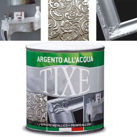Tixe Argento all'acqua per Interni Pittura Silver Metallizzata Ferro Legno Muri 125 ml