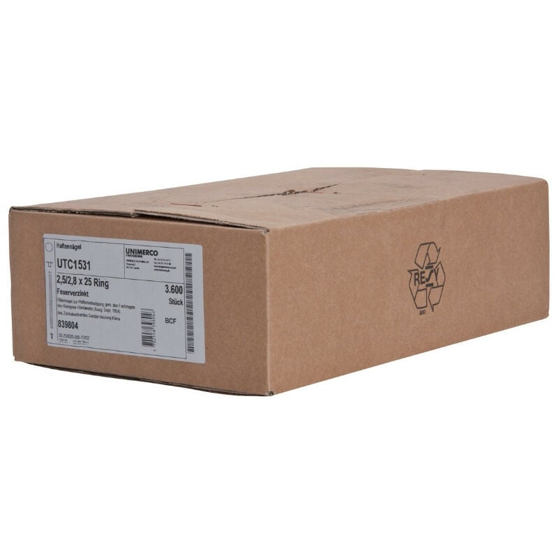 3600 Pointes annelées Haften PC25 - Tête plate - Galvanisé - 2.50 mm - 3600 - 25 mm - Tjep