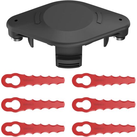 TLBR-01-1 Tête Double Lames Dentelées (+6 Lames) pour Coupe-Bordures, Dresse-Bordures - Spéciale Herbes Hautes/Épaisses Compatibles Black+Decker Recharge et Bobine de Fil A6481 A6485 AF-100