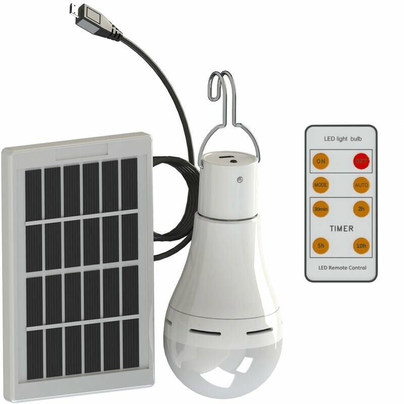 Vuszr - Télécommande BLS-70-25RC 9W + ampoule solaire + panneau solaire (interrupteur intelligent, lumière blanche froide) Lumière LED,pour