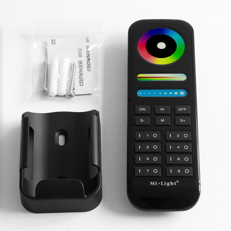 Télécommande RadioFréquence Noire 8 zones - rgb+cct 089B