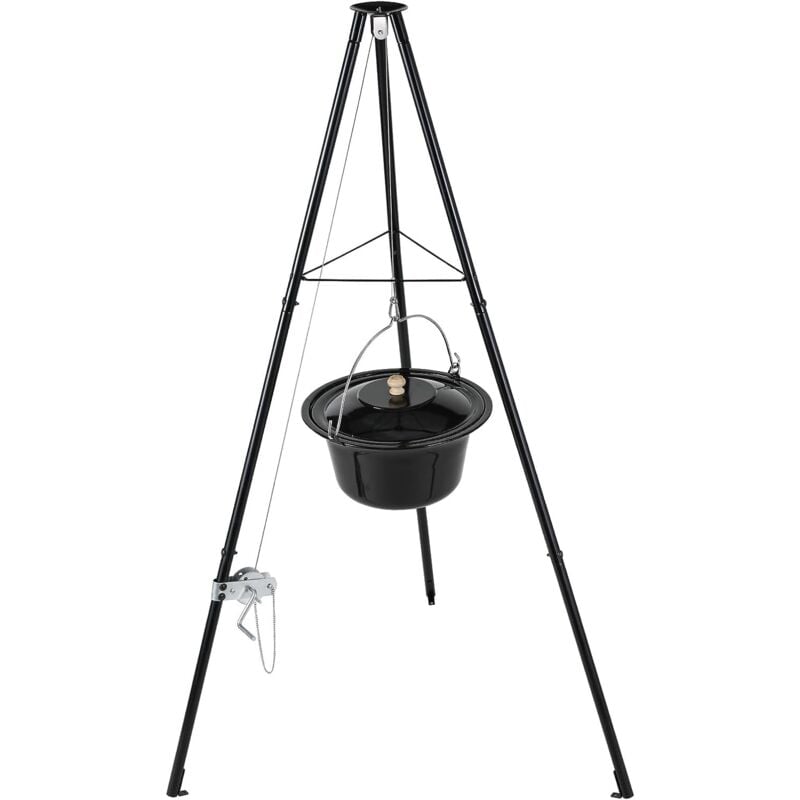 Bouilloire à goulache hongroise d'origine 10 l, ensemble de marmite à goulache, marmite à goulache en émail, marmite à soupe avec couvercle, trépied