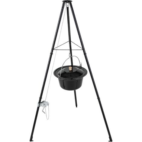 Tlgreen – Bouilloire à goulache hongroise 10 L – Marmite en émail avec couvercle – Trépied télescopique pour cuisson à feu ouvert