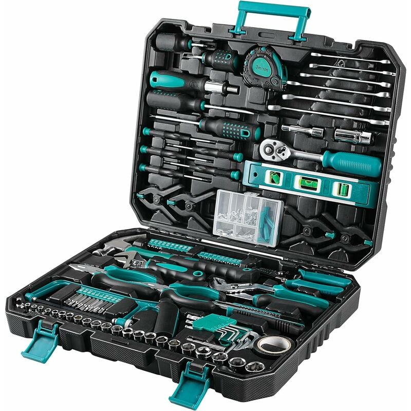 Tlgreen - Caisse Outils Complete 198 Pièces, Boîte à Outils de 198 Pièces, jeu d'outils à Main, jeu de Tournevis avec Clé à Cliquet, Boîte à Outils
