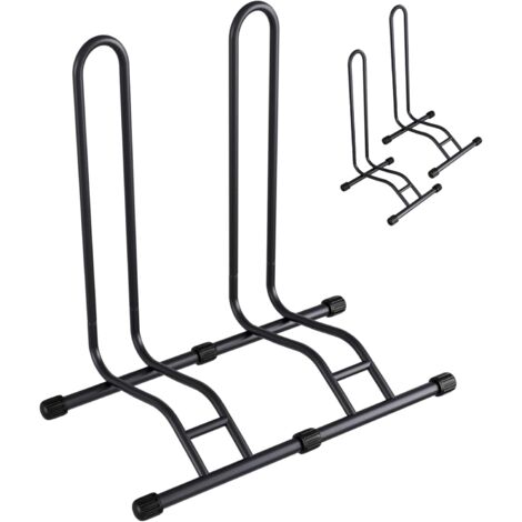TLGREEN Fahrradständer für 2 Fahrräder, Abnehmbar Bodenständer Fahrradhalter, Einfache Montage, Freistehend Radständer für Zuhause, Abstellraum, Garage, 78.3x41x75.5cm, Schwarz