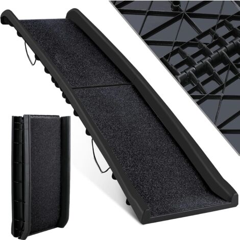 TLGREEN Hunderampe Klappbar, Hundetreppe, Hundeautorampe Anti-Rutsch für SUV, Kofferraumrampe für Haustiere, Leicht Stabil, bis 90 kg, 156x40 cm, für Große & Kleine Tiere, Schwarz