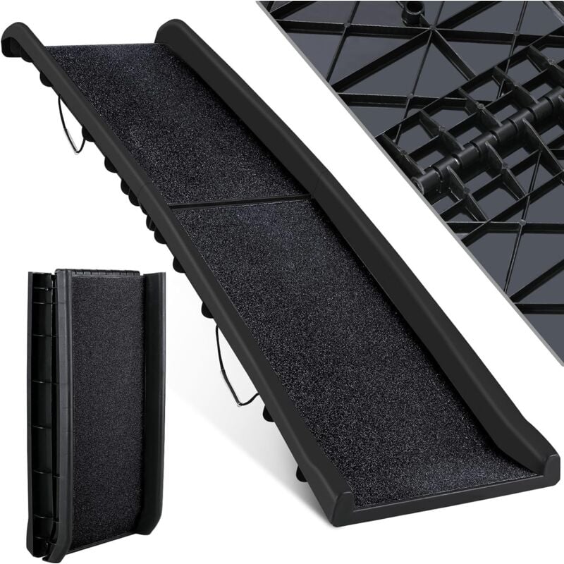 Rampe pour Chien, Rampe de Coffre Pliable pour Chien, Antidérapante, Légère et Stable, Jusqu'à 90 kg, 156 x 40 cm, pour Grands et Petits Animaux,