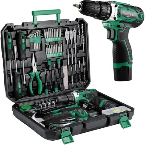 Tlgreen – Perceuse sans fil 12V avec 2 batteries 2000mAh – 25 réglages de couple – Moteur Brushless – Mallette 138 pièces pour perçage et vissage