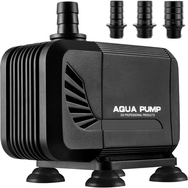 Tlgreen Pompe Eau Submersible, Mini Pompe Silencieuse, Pompe Aquarium avec 3 Buses 19/22/25mm, Hauteur de Refoulement 2.8m, Pompe à Eau Amphibie pour