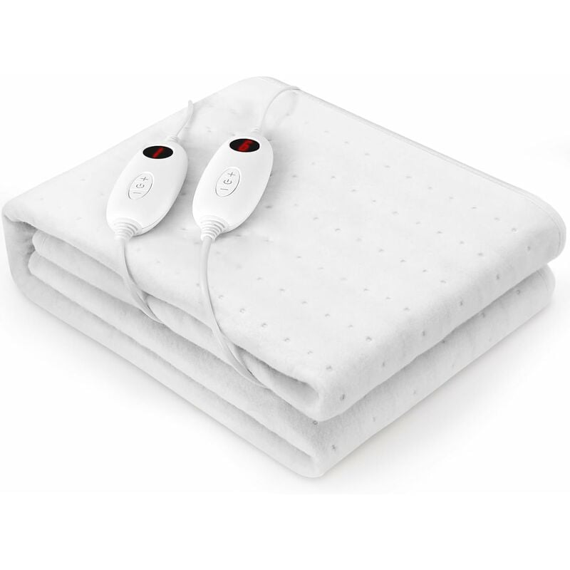 Tlgreen - sous-Couverture Électrique, Surmatelas Chauffant 2 Places, 160 x 140 cm avec 6 Température & 2 Télécommande, 8 Heures D'arrêt Automatique