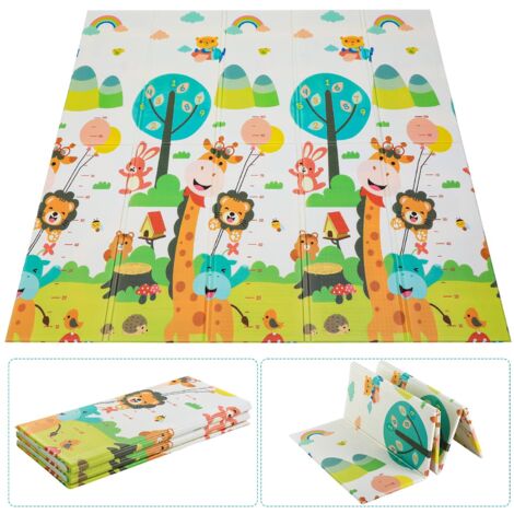 TLGREEN Spielmatte Baby, 200 x 180 cm x 1 cm, Kinder Spielteppich Faltbarer, Ungiftig Geruchlos XPE-Schaumboden, Rutschfest Beidseitig Wasserdicht, Krabbelmatte Baby für Innen, Außen - Giraffe