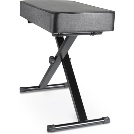 TLGREEN Tabouret Piano Reglable en Hauteur 50-52-54-56CM, Banc Piano avec Coussin en PU de 8CM, Banquette Piano Pliable, Siege Piano en Forme de X, Chaise Piano Tabouret de Piano Capacité Portante 100