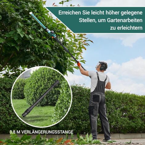 Tlgreen – Taille-haie télescopique sans fil 20V – Longueur de lame 450mm – Inclinaison jusqu'à 135° – Portée 4m – Confort d'utilisation ergonomique