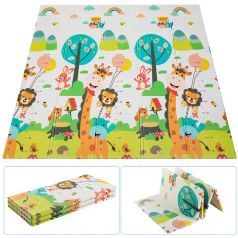 TLGREEN Tapis de Jeux Bébé, 180 x 160 cm x 1 cm, Tapis sol Enfant, Pliable, Non Toxique, Tapis jeu Enfant Sans Odeur, Tapis sol Bebe en Mousse XPE, Antidérapant, Imperméable des Deux Côtés, Girafe